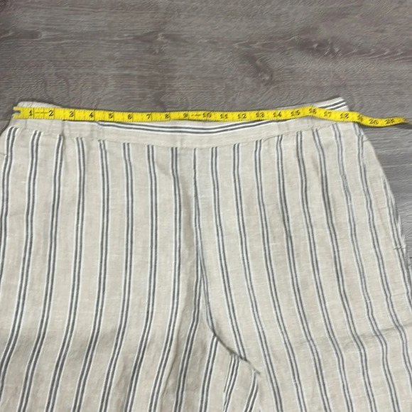 NWOT Coldwater Creek 100% Linen Pull On Wide Leg Crop Pants Striped L - Picture 9 of 15